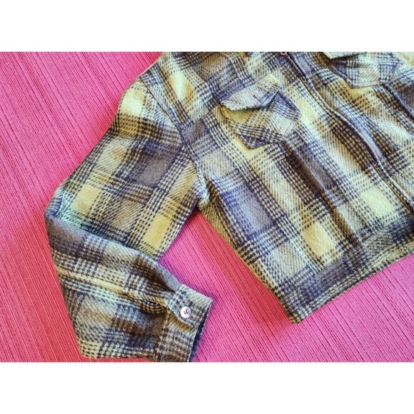 Vintage Phenomenom Womens Wool Jacket Green Plaid Size Large L Full Zip RARE - Picture 8 of 16